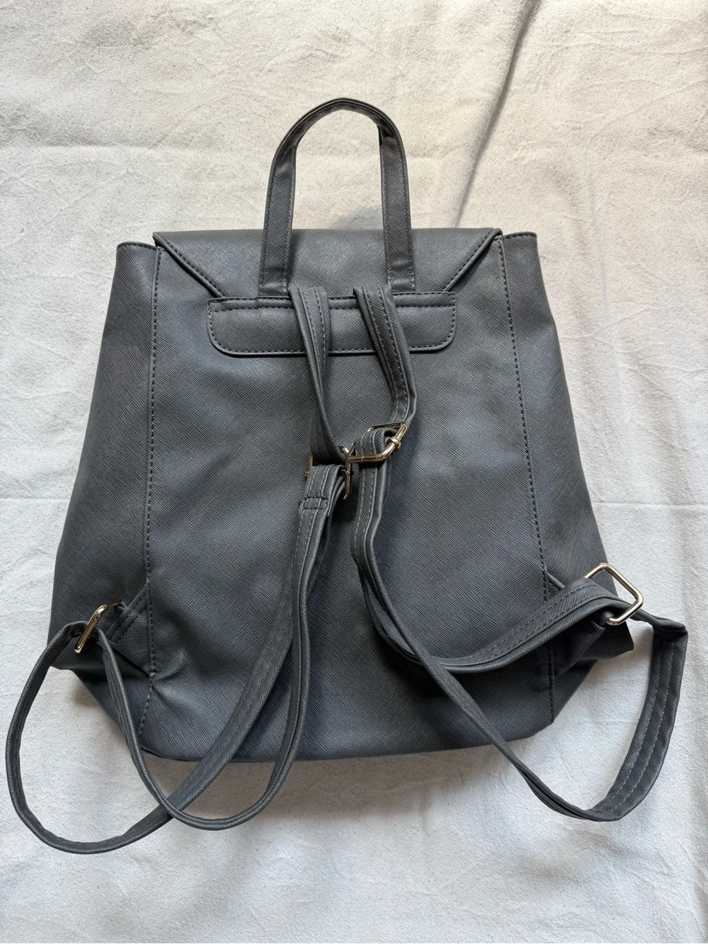 Women’s Gray Backpack Purse with Gold Accent